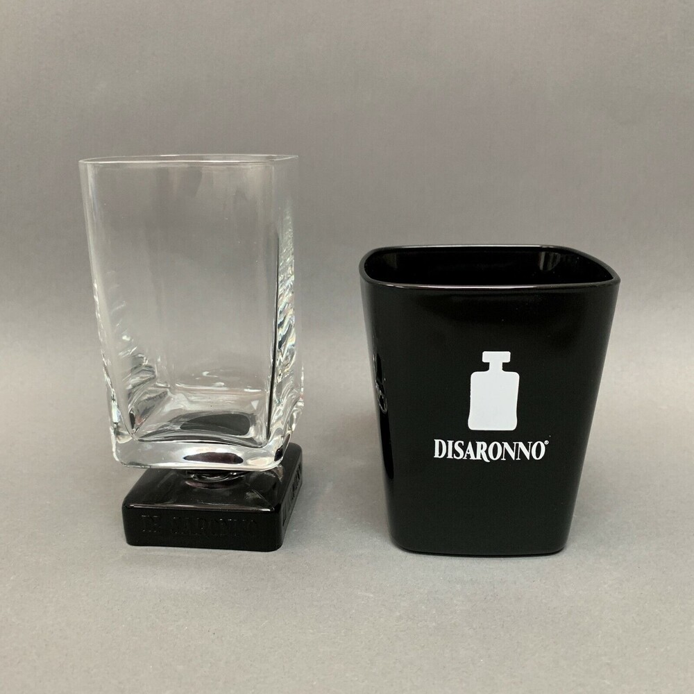 Di Saronno Square Glass‎ Glasses Clear Black Lot of 2